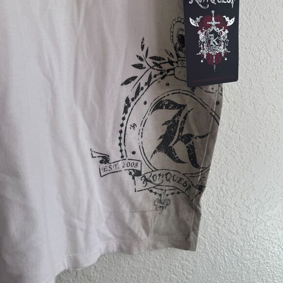 Konquest Shirt Mens XXL Eagle Skull Metallic Tee Tshirt Y2K Grunge Goth NEW 2XL - Picture 6 of 12